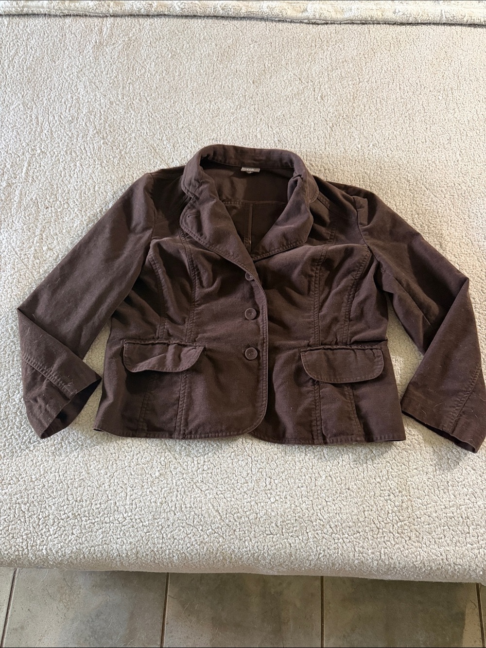 J. Jill Chocolate Brown Cotton Blazer Size Large